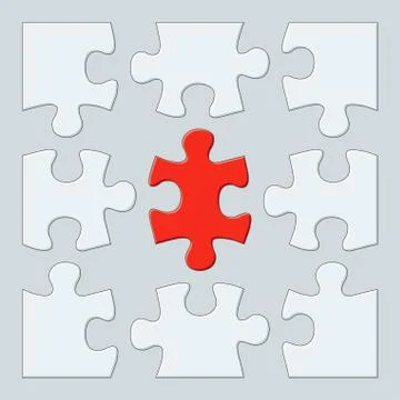 Nine puzzle pieces Stock Illustration