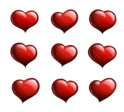 Nine red hearts Stock Illustration