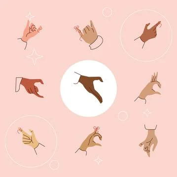 Nine red string of destiny hands Stock Illustration