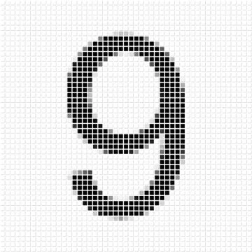 Nine. Simple geometric pattern of black squares in number nine Stockillustratie