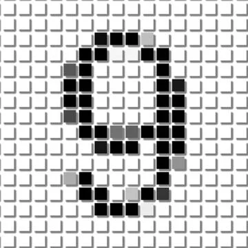 Nine. Simple geometric pattern of black squares in number nine Stock Illustration