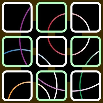 Nine square contours with colored circles Stock Illustration
