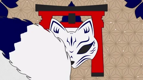 Nine-tailed fox  Transitions. 1080p - 30 fps - Alpha Channel (3) Stock Footage 281139533