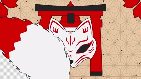 Nine-tailed fox  Transitions. 1080p - 30 fps - Alpha Channel (1) Stock Footage 281139702