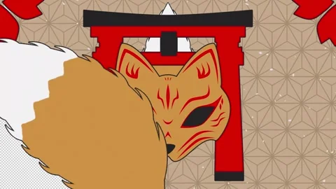 Nine-tailed fox  Transitions. 1080p - 30 fps - Alpha Channel (5) Stock Footage 281139738