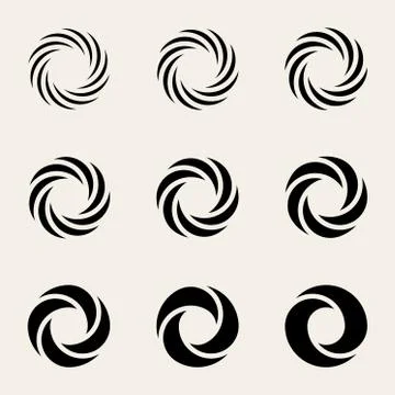 Nine Vector Twisting Circes Logo Design Elements Illustrazione stock