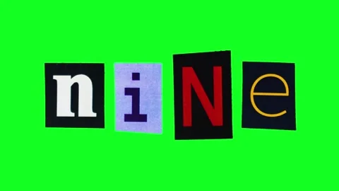 Nine Vivid letters on green background, Fun and bold alphabet collage with Stock Footage 343945396