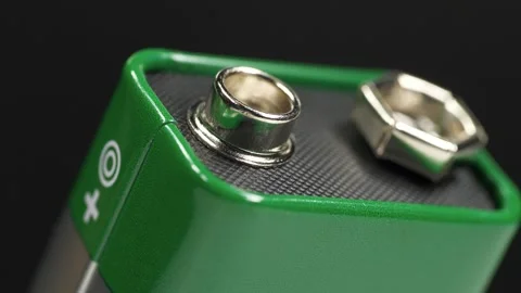 Nine-volt battery - electric battery that supplies a nominal voltage of 9 volts Stock Footage 330901247
