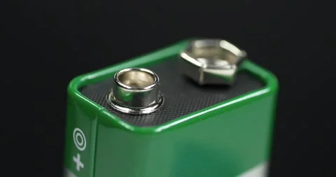 Nine-volt battery - electric battery that supplies a nominal voltage of 9 volts Stock Footage 335108683