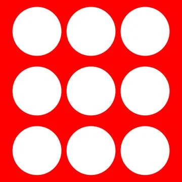 Nine White Circles On Red Background, Abstract Design Stock Illustration