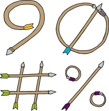 Nine, zero, pound and percent arrows 스톡 일러스트