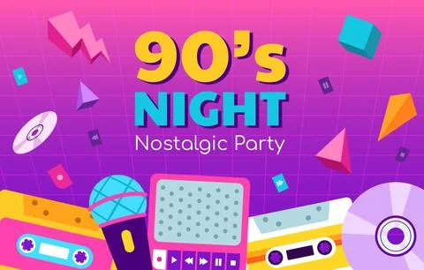 Nineties Night Nostalgic Party Stock Illustration