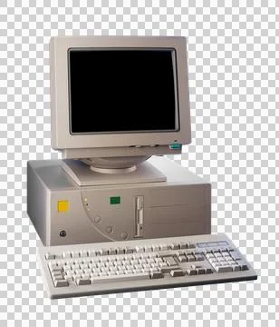 Nineties obsolete tower pc computer isolated on white Stock Photos