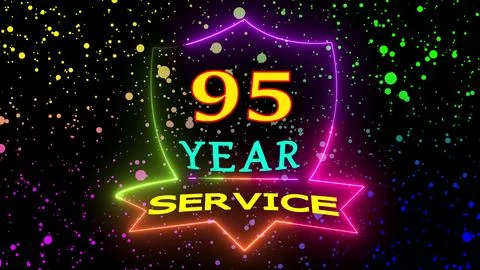 Ninety five year service glowing emblem Illustrazione stock