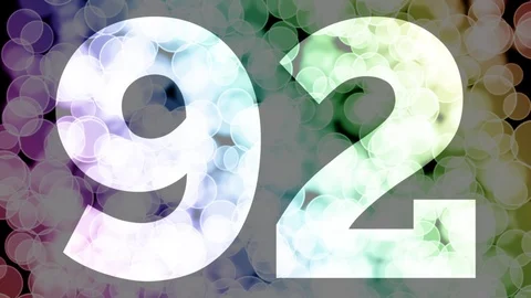 Ninety one to ninety two years birthday fade in/out animation with color bokeh Stock Footage 108536593