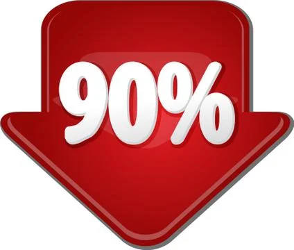 Ninety percent down arrow bubble illustration Illustrazione stock
