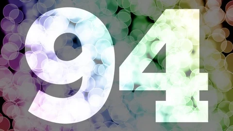 Ninety three to ninety four years birthday fade in/out animation with bokeh Stockbeeldmateriaal 108536864