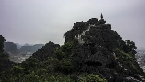 Ninh Binh, 4k Timelapse of Temple in Mountains Stock Footage 137211783