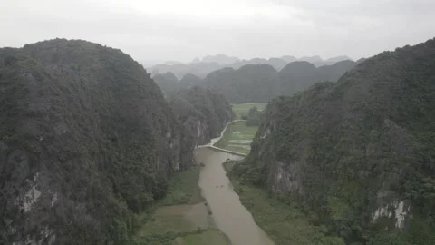 Ninh Binh Boat Drone Stock Footage 251405070