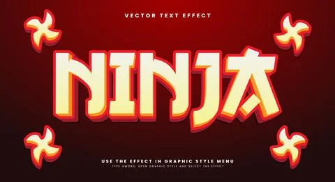 Ninja 3D editable text effect template Stock Illustration