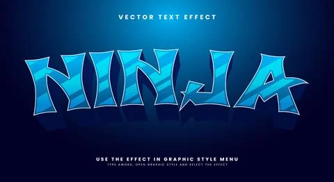 Ninja 3d editable text effect Template Stock Illustration