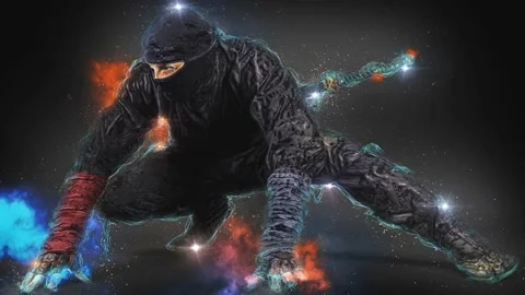 Ninja as Astral Sign in Constellation Format Stock Footage 132310066