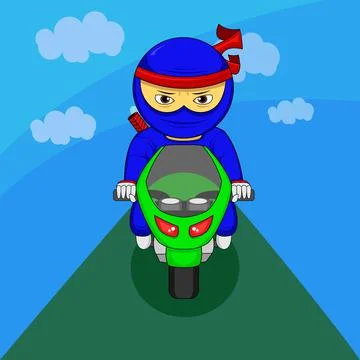 Ninja biker ilustration vector Stock Illustration