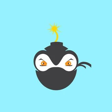 Ninja bomb icon flat design Stock Illustration