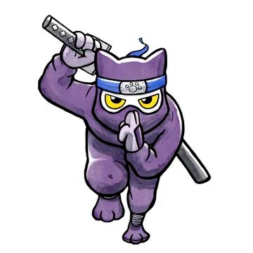 Ninja Cat Running (isolated) Stock Illustration
