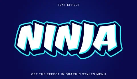 Ninja editable text effect with 3d style Stock Illustration