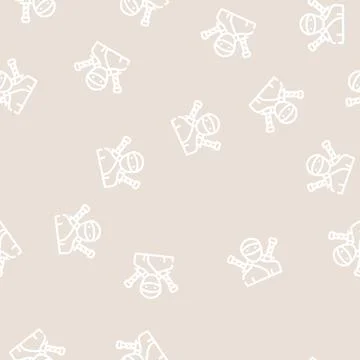 Ninja fantasy character line vector seamless pattern Stock Illustration