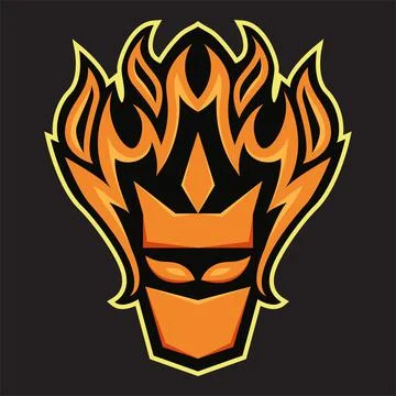 Ninja Fire Mascot Logo Concept Vector Illustration. Suitable For Wallpaper, B Stock Illustration