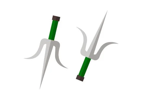 Ninja fork weapons isolated on white background Illustrazione stock