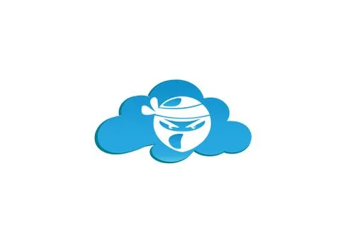 Ninja head with angry face design illustration in a cloud shape icon Stock Illustration