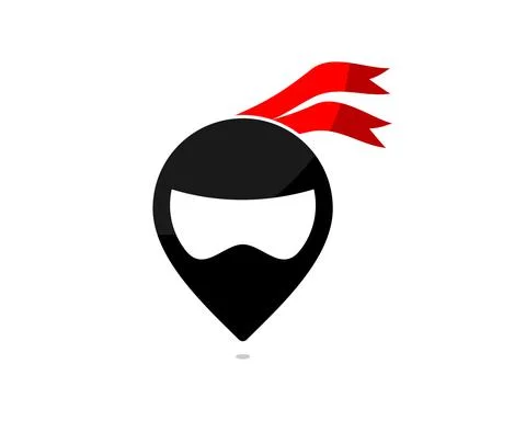 Ninja head with point location logo Ilustración de archivo