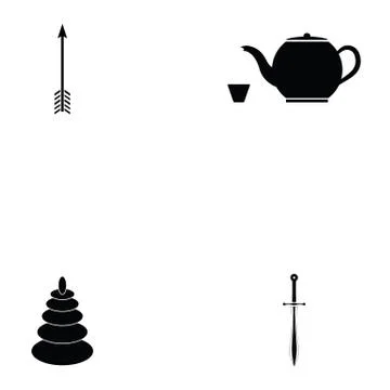 Ninja icon set Illustrazione stock