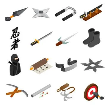 Ninja isometric 3d icon Stock Illustration