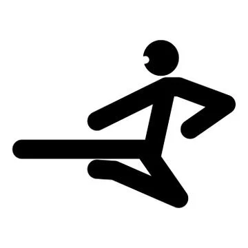 Ninja with kick stick icon black color illustration flat style simple image Stock Illustration