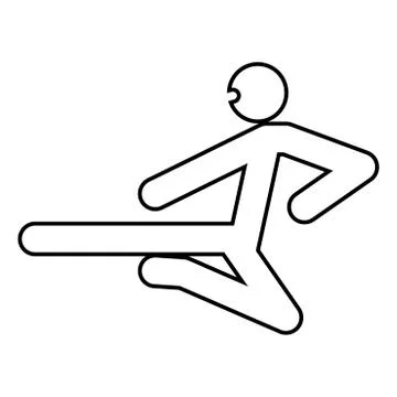 Ninja with kick stick icon black color illustration flat style simple image Stock Illustration