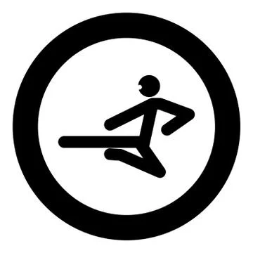 Ninja with kick stick icon black color vector illustration simple image Stock Illustration