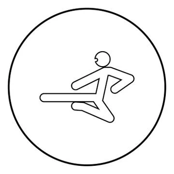 Ninja with kick stick icon black color vector illustration simple image Stock Illustration