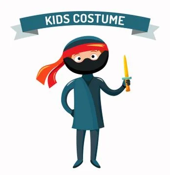 Ninja kid costume isolated vector illustration Stock Illustration