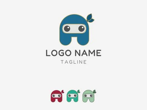 Ninja logo with cute character good for kids brand Stock Illustration