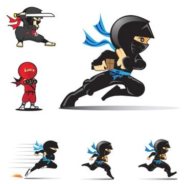 Ninja logo set vector illustrations Stock Illustration