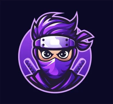 Ninja logo template in gradient vector Stock Illustration
