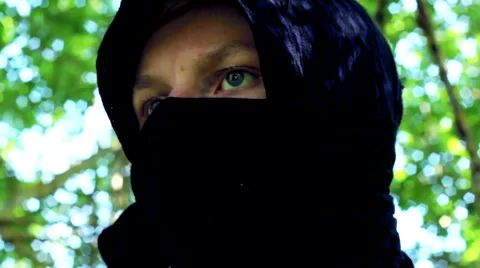 Ninja observing his surroundings Stock Footage 41580776