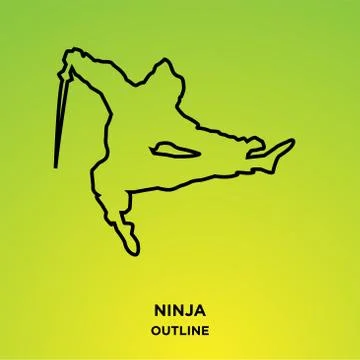 Ninja outline on green background, attacking Stock Illustration