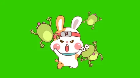 Ninja Rabbit Spell Animation - Green Screen Stock Footage 282777327