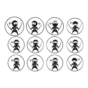 Ninja Samurai Warrior Fighter Character Cartoon Martial Art Weapon Shuriken Stock Illustration