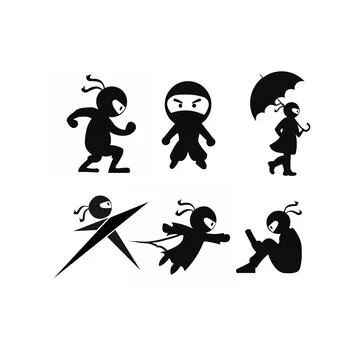 Ninja Samurai Warrior Fighter Character Cartoon Martial Art Weapon Shuriken Stock Illustration